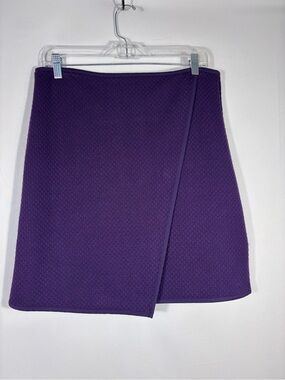 Boden Purple Textured Wrap Skirt A-Line Knee Length Size 14